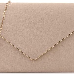 Women Clutch Purse Faux Suede Evening Bag Crossbody Shoulder for Wedding